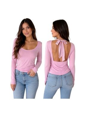 Blogilates Love Story Long Sleeve Top Lilac Snow Large NWT